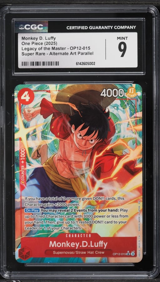 2025 One Piece Legacy Of The Master Alt Art Monkey D. Luffy #OP12-015 CGC 9 MINT