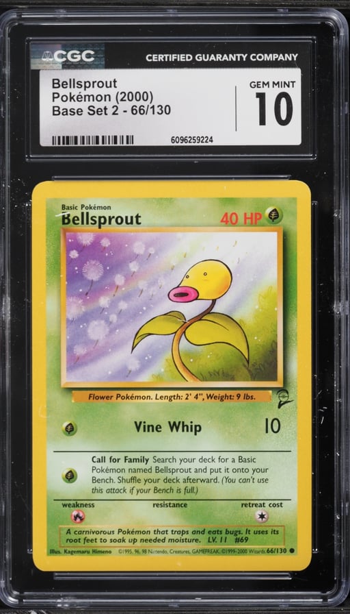 2000 Pokemon Base Set 2 Bellsprout #66 CGC 10 GEM MINT
