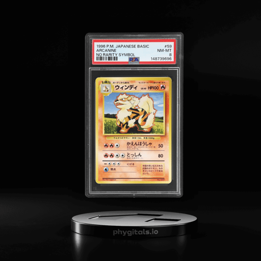 1996 Pokemon Japanese Basic No Rarity Symbol Arcanine #59 PSA 8