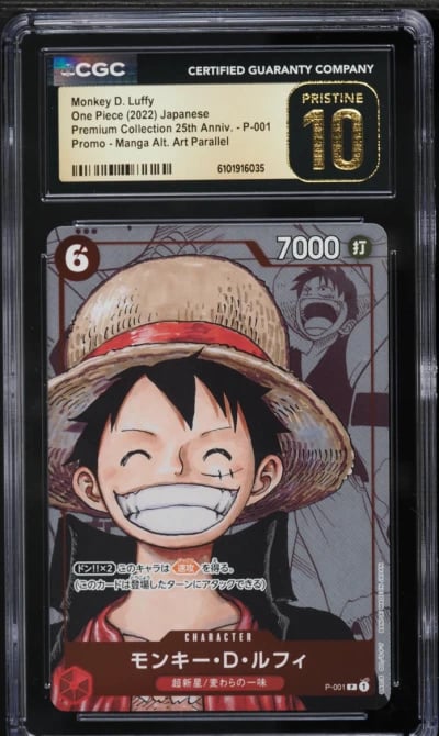 2022 One Piece Japanese Promo Premium 25th Anniversary Manga Art Monkey D. Luffy #P-001 CGC 10