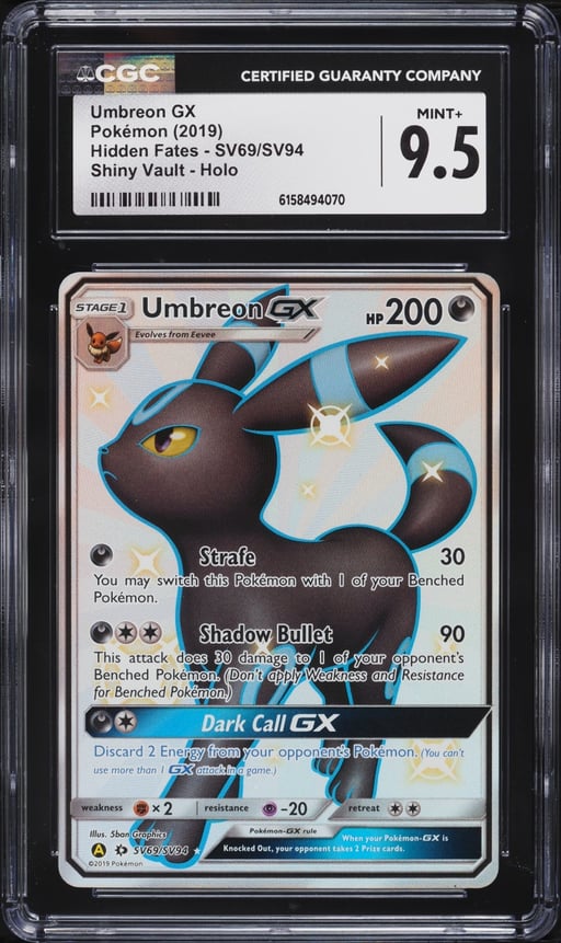 2019 Pokemon Sun & Moon Hidden Fates Shiny Vault Full Art Umbreon GX #SV69 CGC 9.5 MINT+