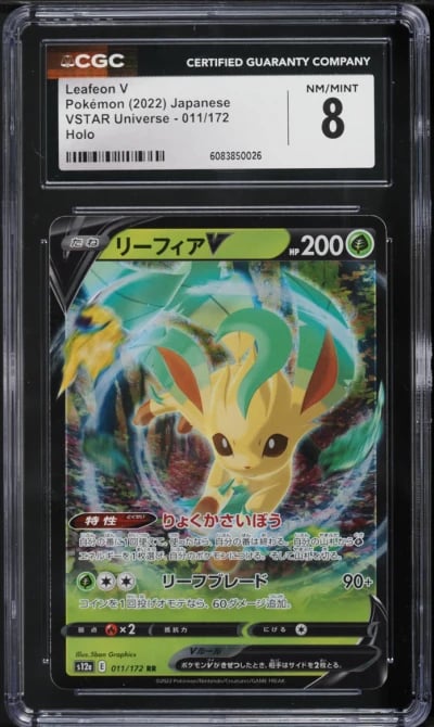 2022 Pokemon Japanese Sword & Shield VSTAR Universe Leafeon V #11 CGC 8 NM-MT
