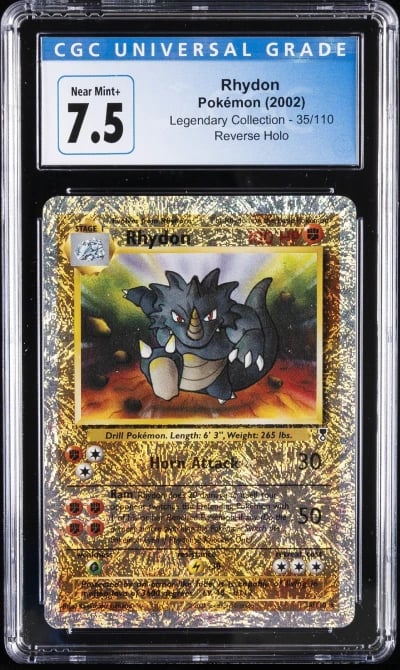 2002 POKEMON LEGENDARY COLLECTION REVERSE HOLO #35 RHYDON CGC 7.5