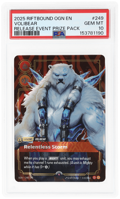2025 Riftbound: League of Legends Origins Promo Relentless Stormrelease Event Prize Pack Volibear #249 PSA 10
