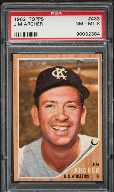 1962 Topps Jim Archer #433 PSA 8 NM-MT