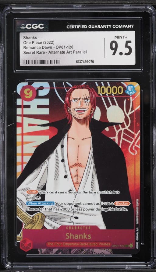 2022 One Piece Romance Dawn SEC Alt Art Shanks #OP01-120 CGC 9.5 MINT+