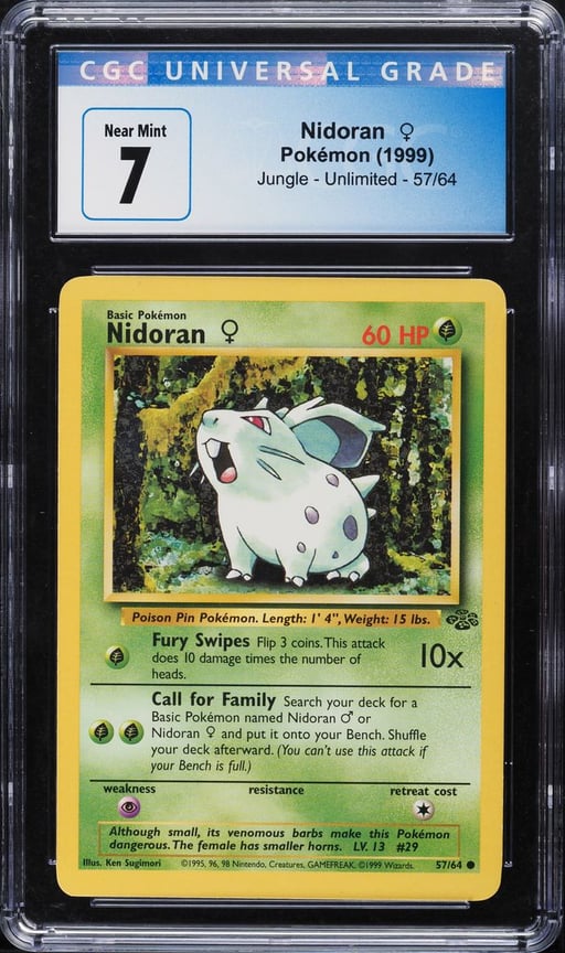 1999 Pokemon Jungle Nidoran #57 CGC 7 NRMT