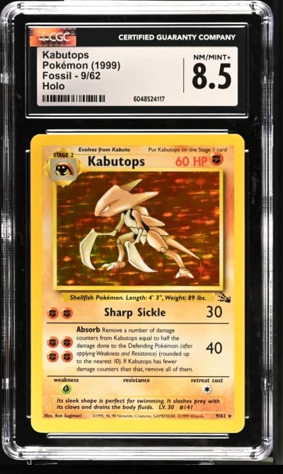 Pokémon Fossil KABUTOPS Holo CGC 8.5 (4117) Graded Power
