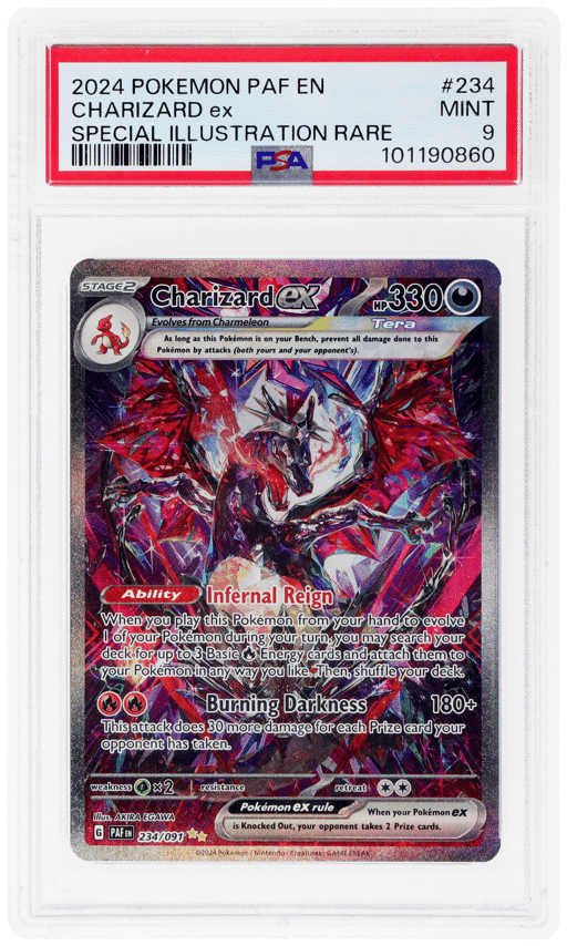 2024 Pokemon Scarlet and Violet Paldean Fates Special Illustration Rare Charizard Ex #234 PSA 9