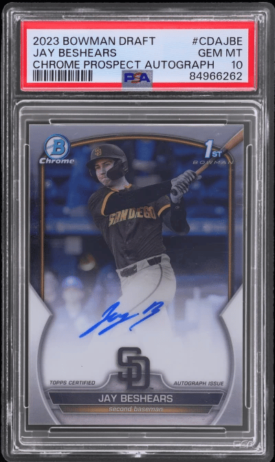 2023 Bowman Draft Chrome Prospect Autograph Jay Beshears #CDAJBE PSA 10