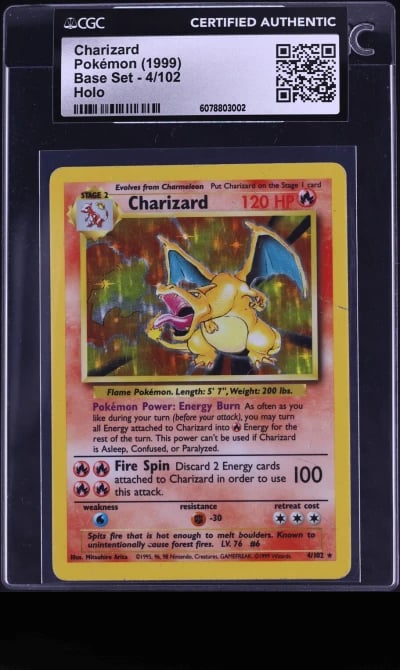 1999 Pokemon Base Set Holo Charizard #4 CGC AUTH