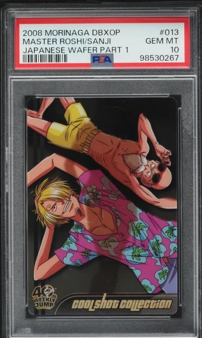 2008 Dragon Ball X One Piece Morinaga Wafer Part 1 Master Roshi Sanji PSA 10