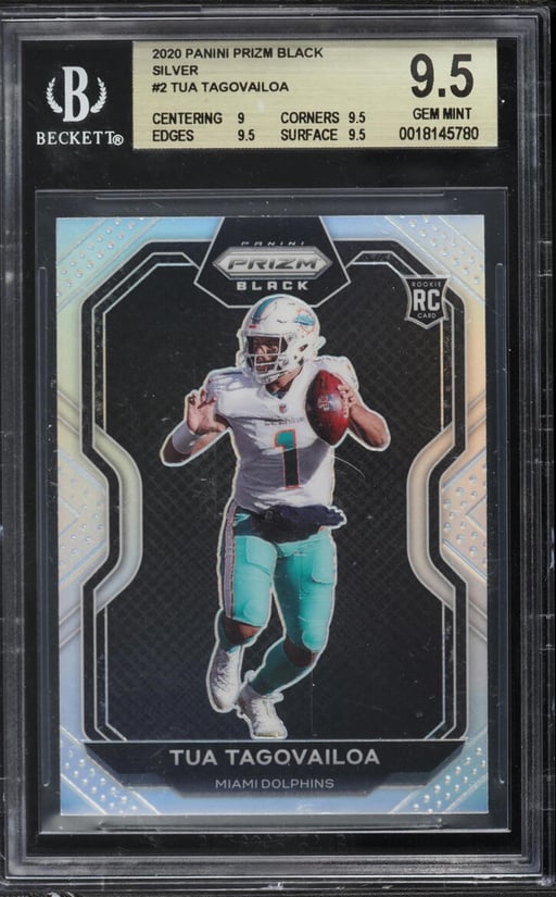 2020 Panini Prizm Black Silver Tua Tagovailoa ROOKIE #2 BGS 9.5 GEM MINT