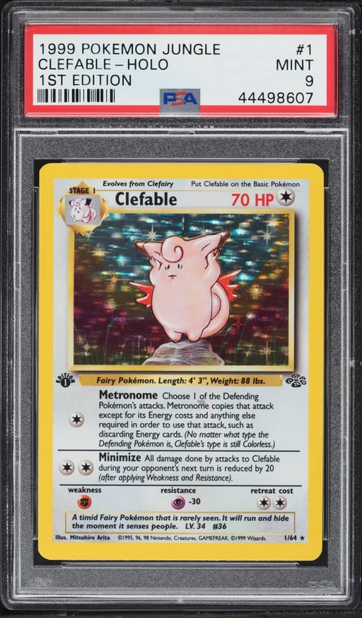 1999 Pokemon Jungle 1st Edition Holo Clefable #1 PSA 9 MINT