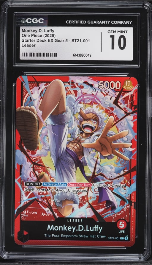 2025 One Piece Starter Deck EX Gear 5 Leader Monkey D. Luffy #ST21-001 CGC 10 GEM MINT