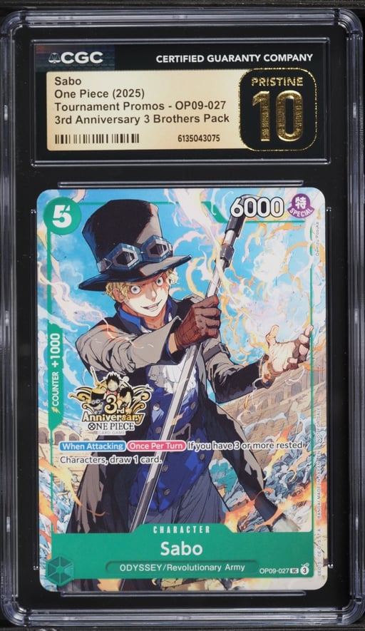 2025 One Piece Tournament Promo 3rd Anniversary 3 Brothers Pack Sabo #OP09-027 CGC 10 PRISTINE