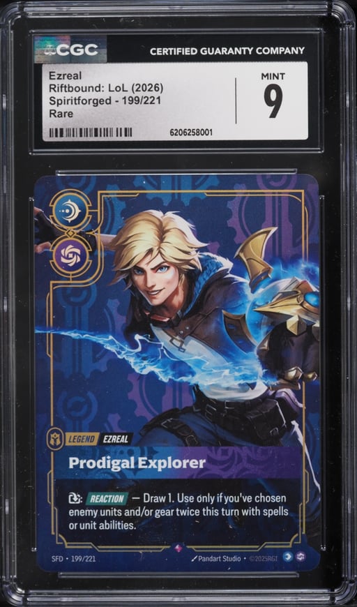 2026 Riftbound League Of Legends LoL Spiritforged Ezreal #199 CGC 9 MINT