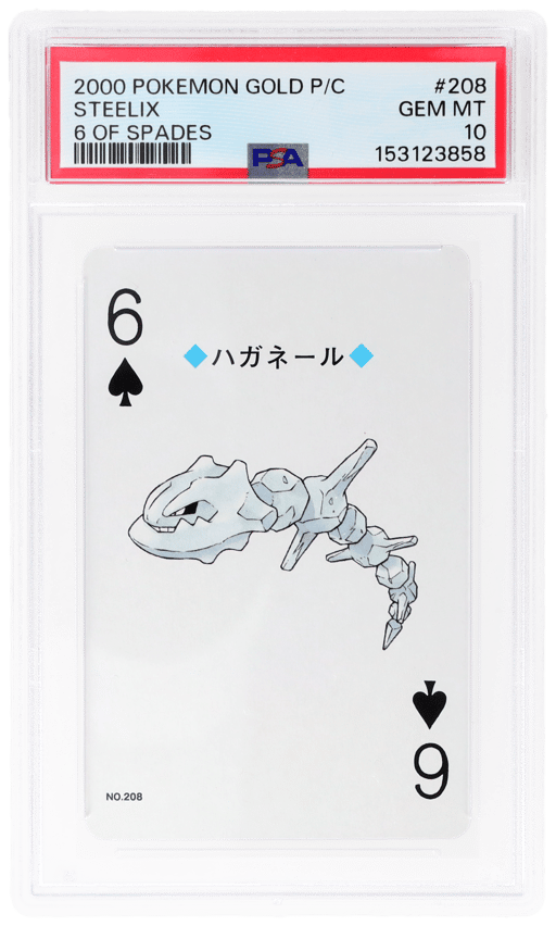 2000 Pokemon Gold Version Playing Cards 6 of Spades Steelix #208 PSA 10