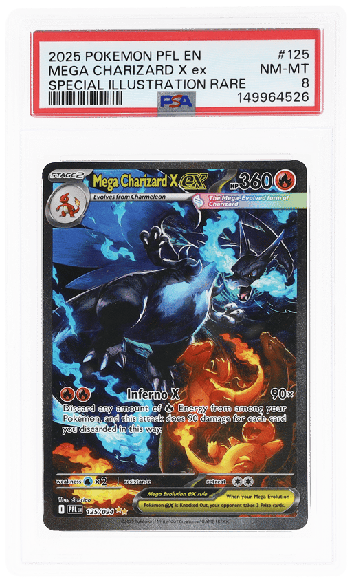 2025 Pokemon Mega Evolution Phantasmal Flames Special Illustration Rare Mega Charizard X Ex #125 PSA 8