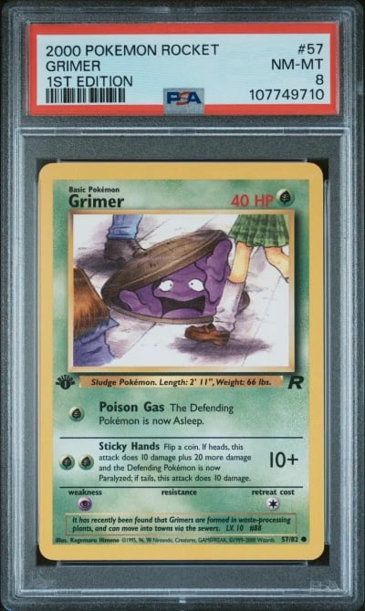 2000 POKEMON ROCKET 1ST ED #57 GRIMER PSA 8