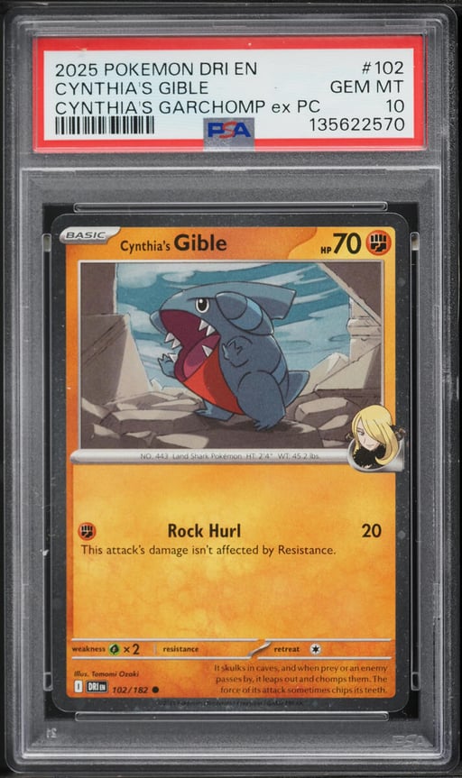 2025 Pokemon SV Destined Rivals Premium Collection Cynthia's Gible #102 PSA 10 GEM MINT