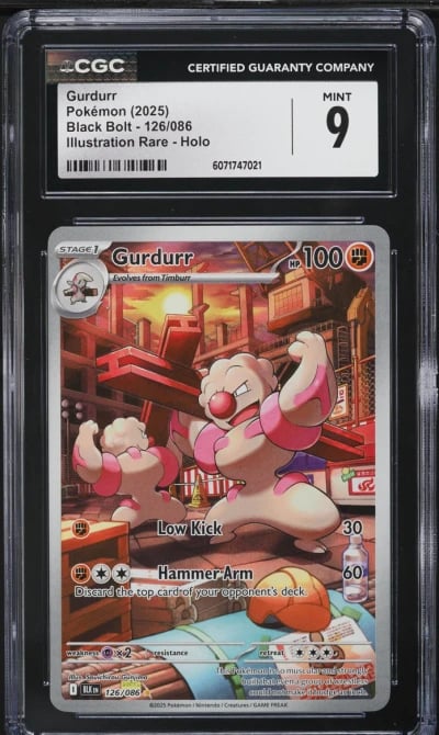 2025 Pokemon Scarlet & Violet Black Bolt IR Gurdurr #126 CGC 9 MINT