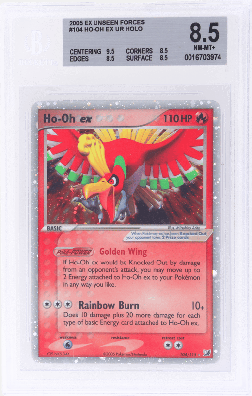 2005 Pokemon Ex Unseen Forces Holo Ho Oh Ex #104 BGS 8.5