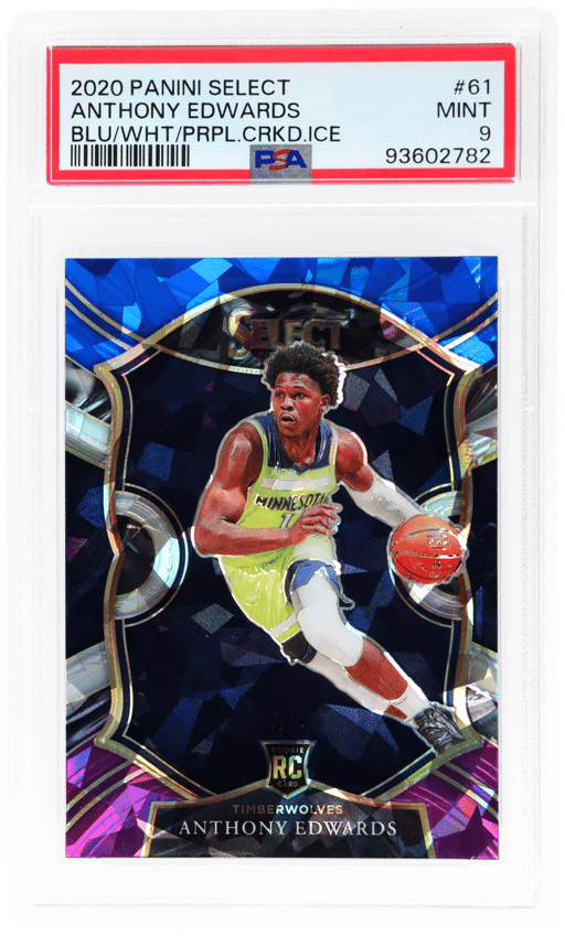 2020 Panini Select Concourse Blue White Purple Ice Prizm Anthony Edwards #61 PSA 9