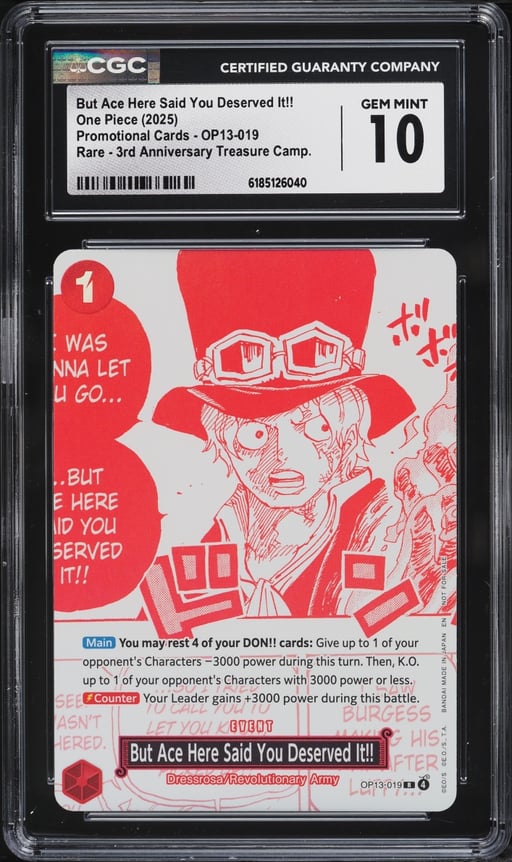 2025 One Piece 3rd Treasure Manga Alt Art But Ace Here Said You Deserved It!! CGC 10 GEM MINT