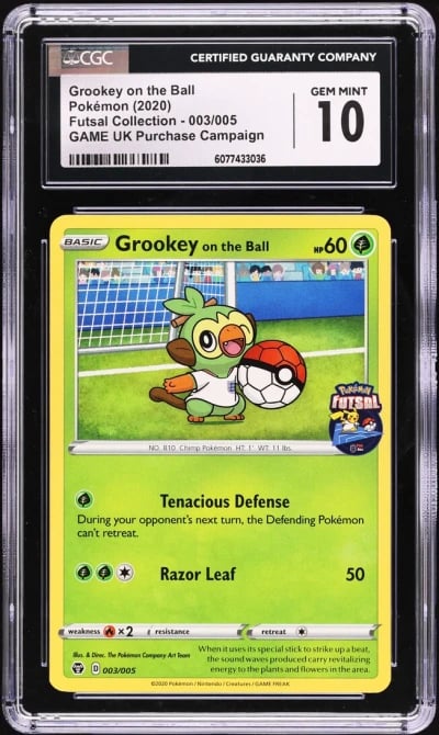 2020 Pokemon SWSH Futsal Collection GAME UK Grookey On The Ball #3 CGC 10 GEM