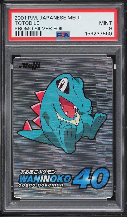 2001 Pokemon Japanese Meiji Promo Silver Foil Totodile PSA 9 MINT