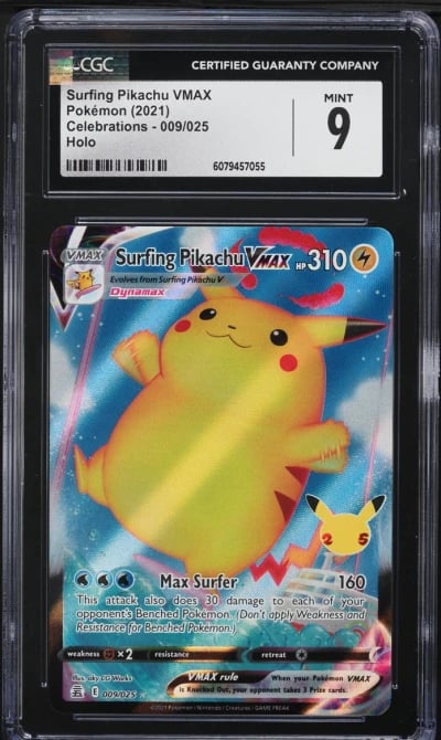 2021 Pokemon Sword & Shield Celebrations Surfing Pikachu VMAX #9 CGC 9 MINT