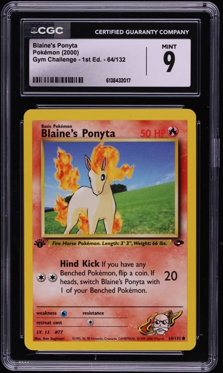 2000 Pokemon Gym Challenge 1st Edition Blaine's Ponyta #64 CGC 9 MINT