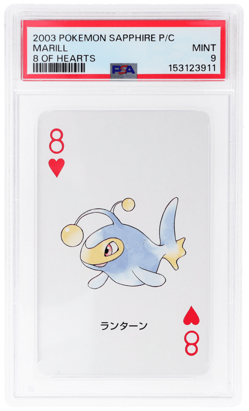 2003 Pokemon Sapphire Version Playing Cards 8 of Hearts Marill PSA 9