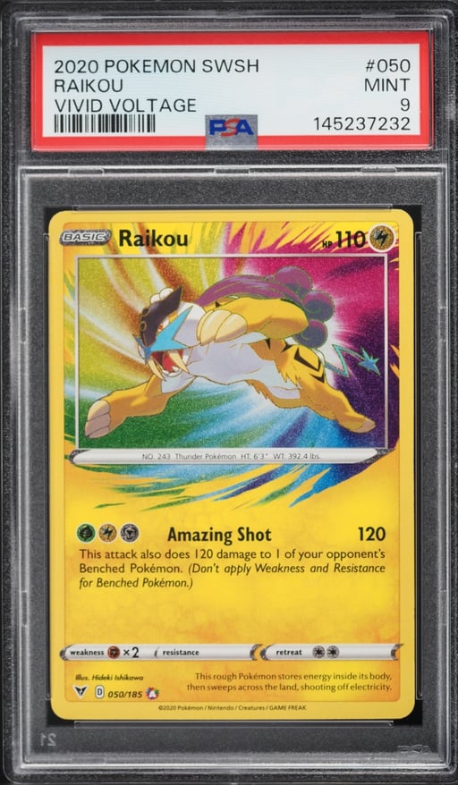 2020 Pokemon Sword & Shield Vivid Voltage Amazing Rare Raikou #50 PSA 9 MINT