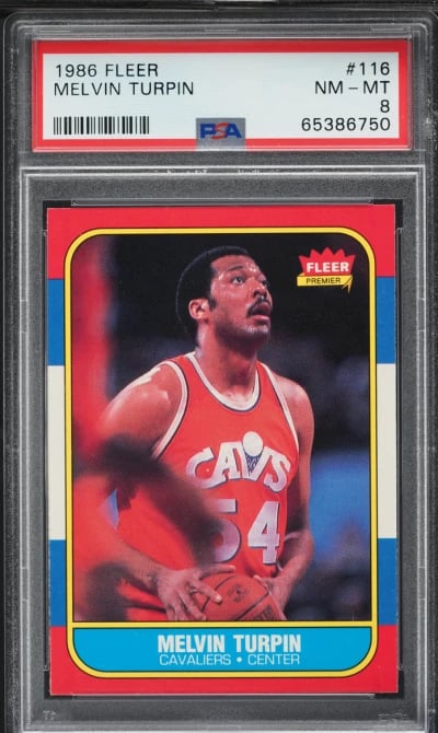 1986 Topps Basketball Melvin Turpin ROOKIE #116 PSA 8 NM-MT