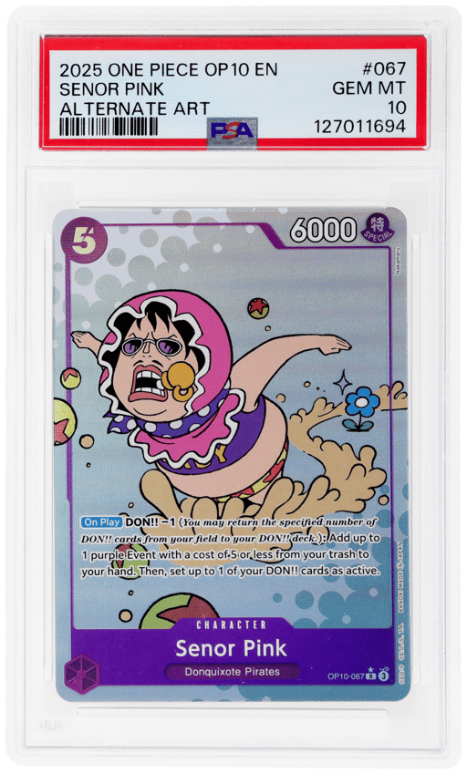 2025 One Piece Royal Blood Alternate Art Senor Pink #067 PSA 10
