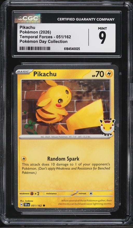 2026 Pokemon Scarlet & Violet Temporal Forces Day Collection Pikachu #51 CGC 9 MINT