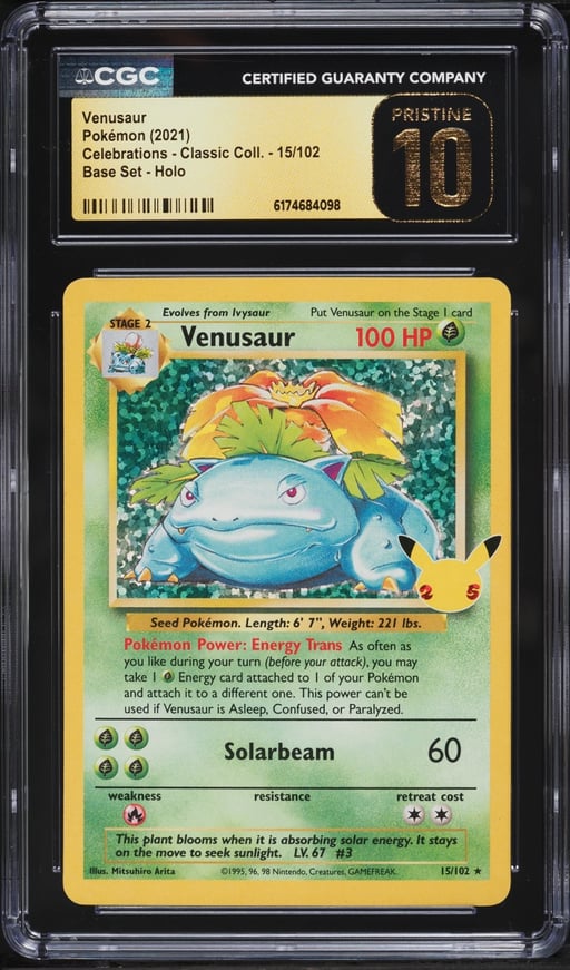 2021 Pokemon Sword & Shield Celebrations Classic Collection Holo Venusaur #15 CGC 10 PRISTINE