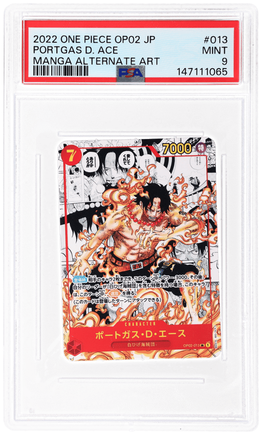 2022 One Piece Paramount War Japanese Manga Alternate Art Portgas D. Ace #13 PSA 9