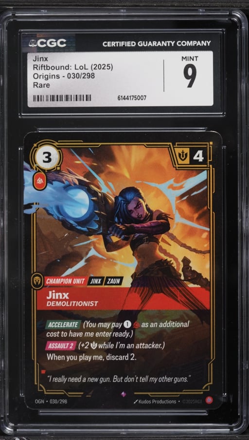 2025 Riftbound League Of Legends LoL Origins Jinx #30 CGC 9 MINT