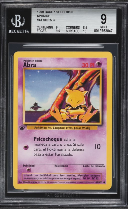 1999 Pokemon Spanish Base Set 1st Edition Abra #43 BGS 9 MINT