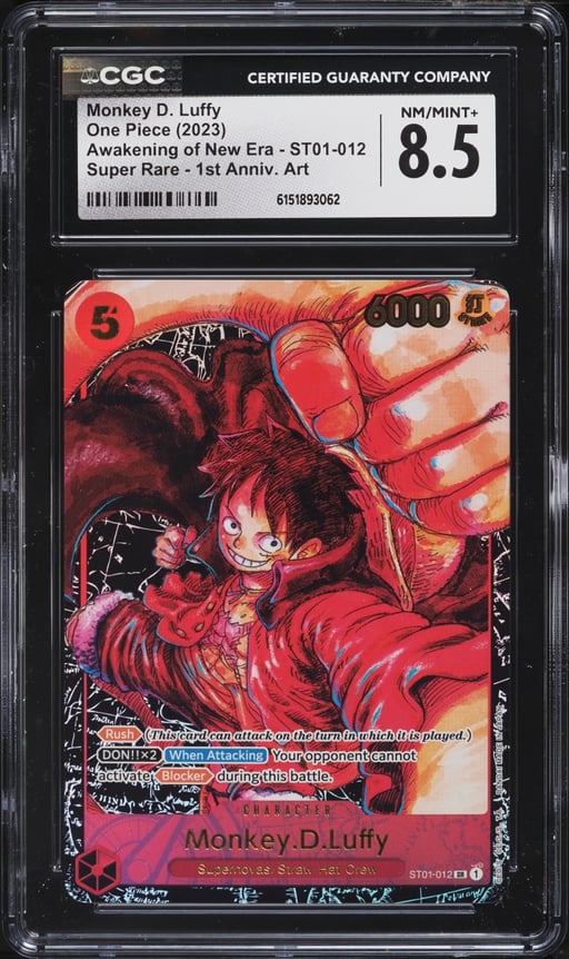 2023 One Piece Awakening Of New Era 1st Anniversary SR Monkey D. Luffy #ST01-012 CGC 8.5 NM-MT+