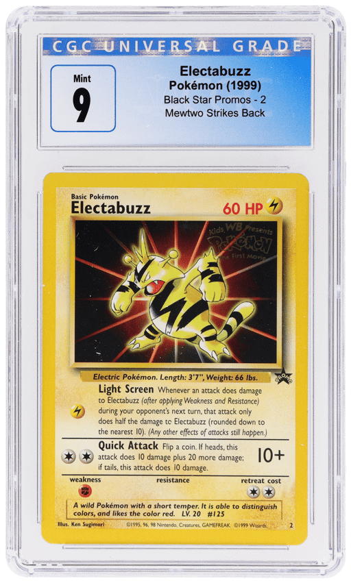 1999 Pokemon Wizards of the Coast Black Star Promo Mewtwo Strikes Back Electabuzz #2 CGC 9