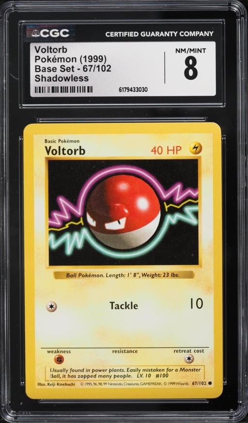 1999 Pokemon Base Set Shadowless Voltorb #67 CGC 8 NM-MT