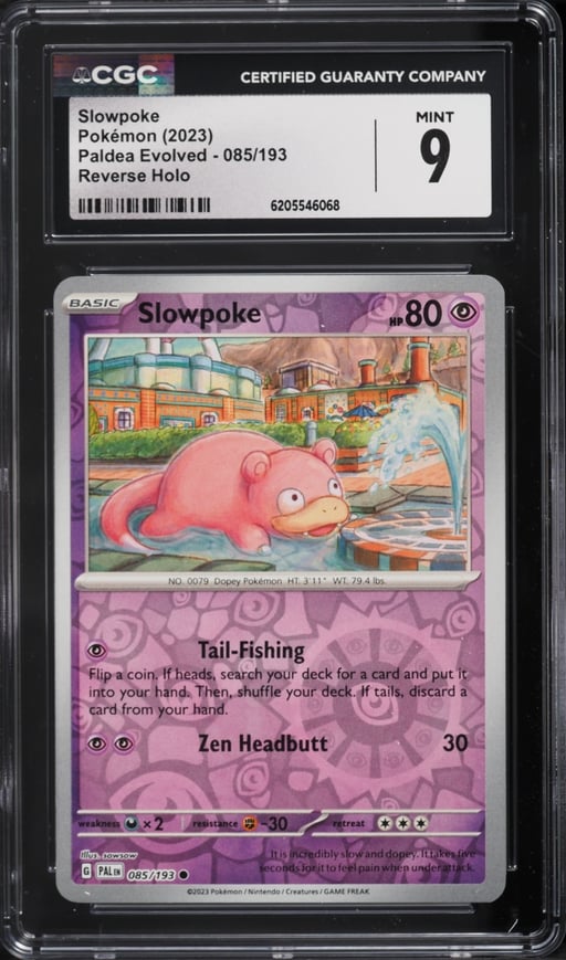 2023 Pokemon SV Paldea Evolved Reverse Holo Slowpoke #85 CGC 9 MINT