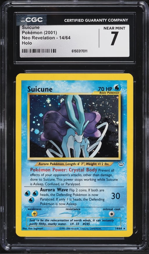 2001 Pokemon Neo Revelation Holo Suicune #14 CGC 7 NRMT