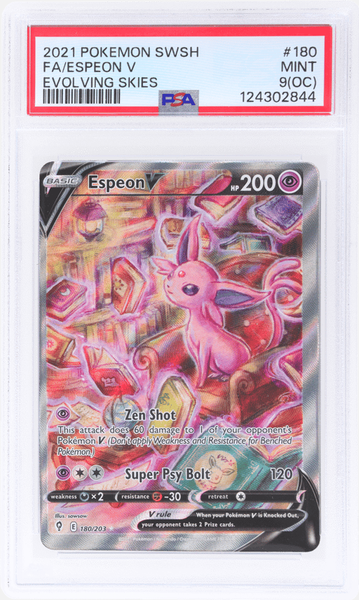 2021 Pokemon Sword and Shield Evolving Skies Espeon V #180 PSA 9