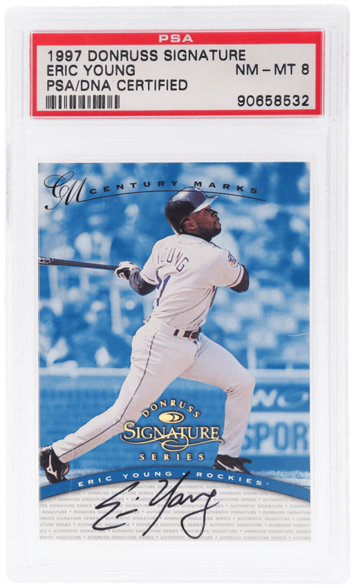 1997 Donruss Signature Century Marks Eric Young 49/100 PSA/DNA Auth