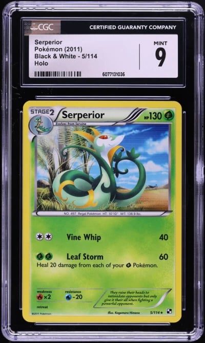 2011 Pokemon Black & White Holo Serperior #5 CGC 9 MINT
